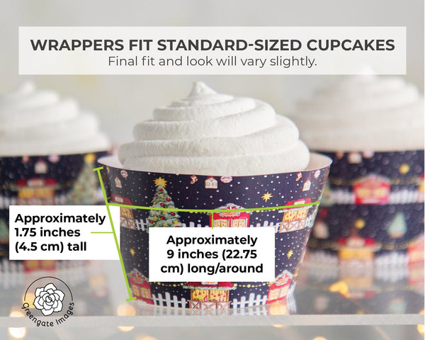 Christmas Market Cupcake Wrappers - Printable Digital Download by Greengate Images