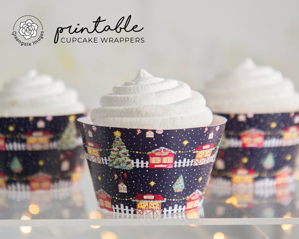 Christmas Market Cupcake Wrappers - Printable Digital Download by Greengate Images