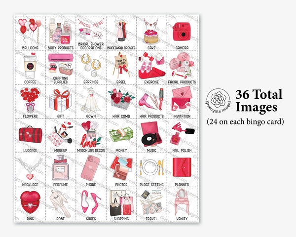 Valentine Bridal Bingo - Personalize the Header Text - Printable Digital Download by Greengate Images