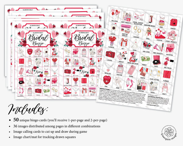 Valentine Bridal Bingo - Personalize the Header Text - Printable Digital Download by Greengate Images