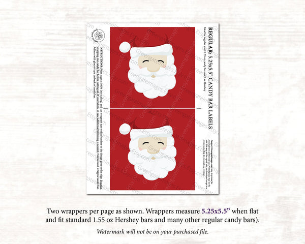 Santa & Snowman Candy Bar Wrapper Duo - Printable Digital Download by Greengate Images