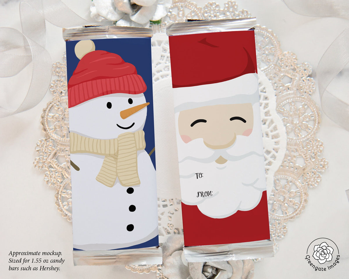 Vil Atomisk repræsentant Santa & Snowman Candy Bar Wrapper Duo – Greengate Images