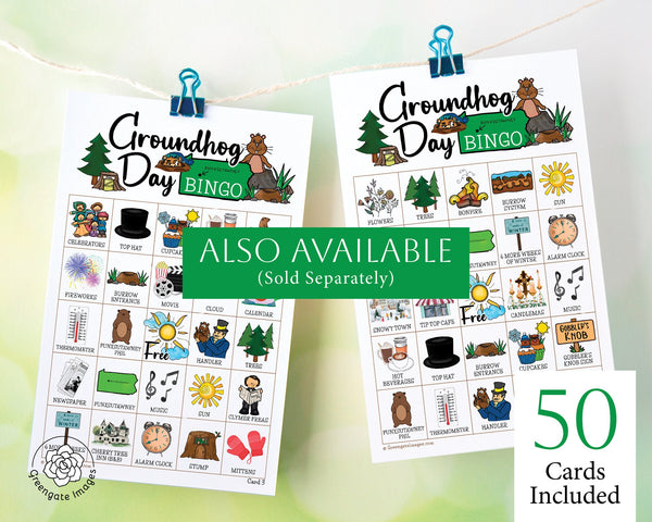 Groundhog Day Candy Bar Wrapper Duo - Printable Digital Download by Greengate Images