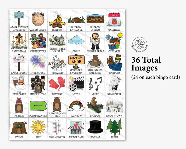 Groundhog Day Bingo - Printable Digital Download by Greengate Images
