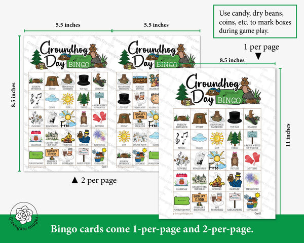 Groundhog Day Bingo - Printable Digital Download by Greengate Images