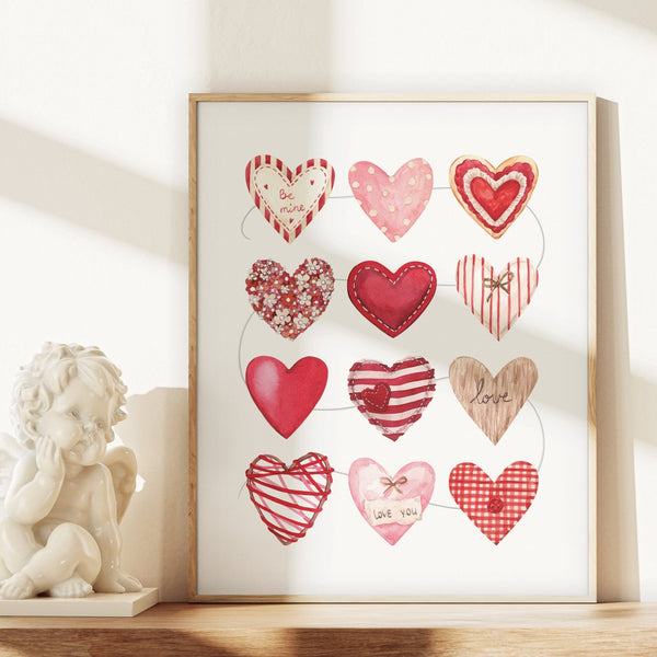8x10" & 5x7" Valentine's Day Wall Art - 12 Hearts - Printable Digital Download by Greengate Images
