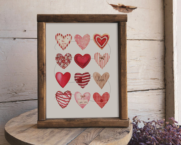 8x10" & 5x7" Valentine's Day Wall Art - 12 Hearts - Printable Digital Download by Greengate Images