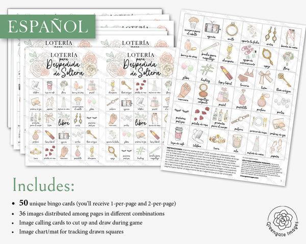 Lotería para Despedida de Soltera - Printable Digital Download by Greengate Images