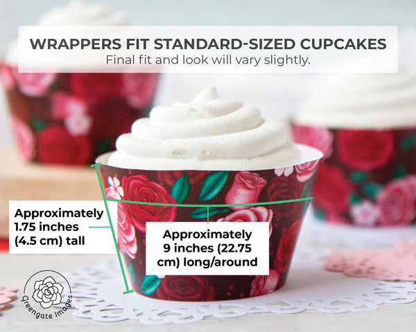 Valentine's Day/Roses Cupcake Wrappers - Printable Digital Download by Greengate Images
