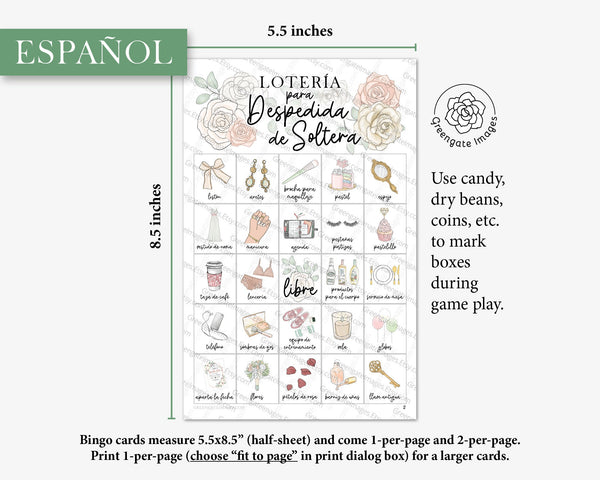 Lotería para Despedida de Soltera - Printable Digital Download by Greengate Images