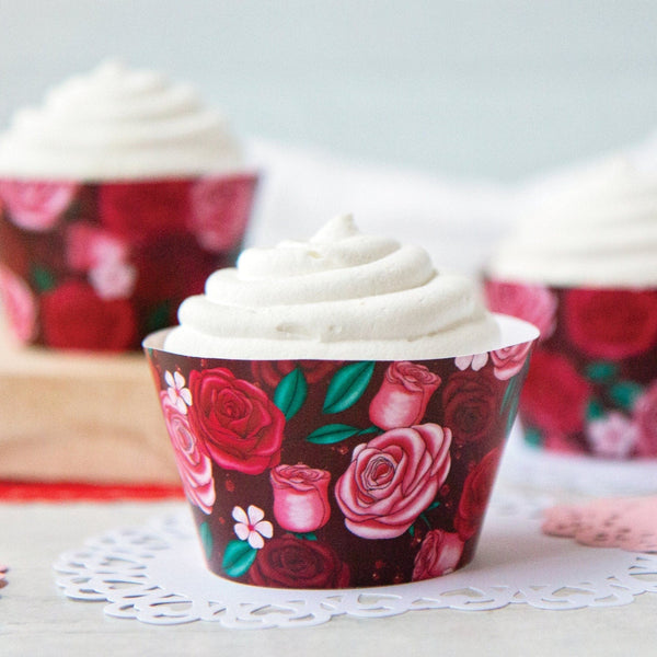 Valentine's Day/Roses Cupcake Wrappers - Printable Digital Download by Greengate Images