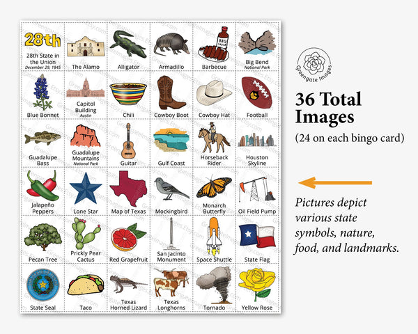 Texas Bingo Cards - Printable Digital Download by Greengate Images
