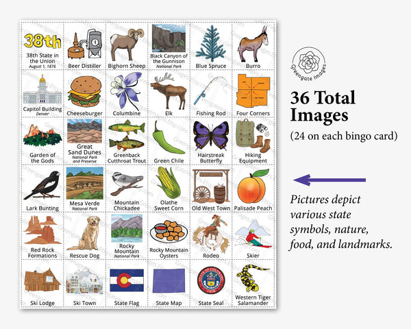 Colorado Bingo - Printable Digital Download by Greengate Images
