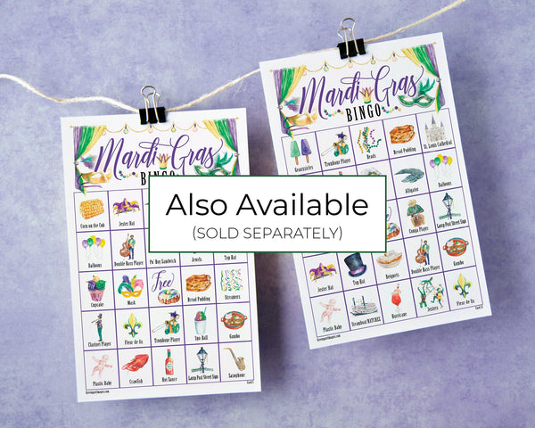 Black & White Mardi Gras Bingo Cards - Printable Digital Download by Greengate Images