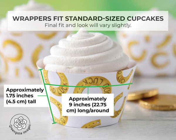 Good Luck Horseshoe Cupcake Wrapper - Printable Digital Download by Greengate Images