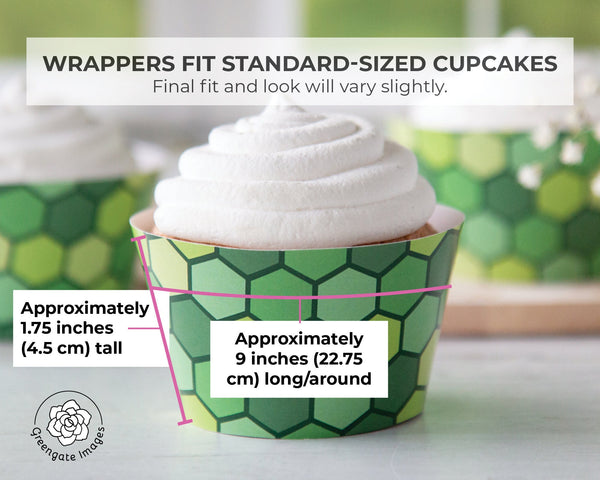 Green Hexagon Cupcake Wrapper - Printable Digital Download by Greengate Images