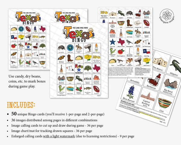 Texas Bingo Cards - Printable Digital Download by Greengate Images