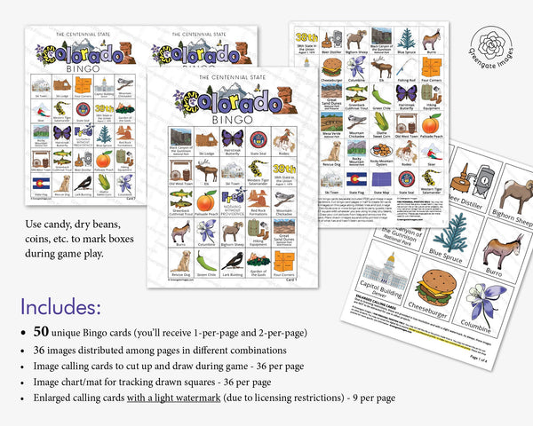 Colorado Bingo - Printable Digital Download by Greengate Images