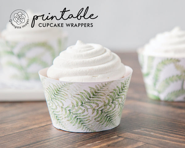 Fern Leaf Cupcake Wrapper Duo - Printable Digital Download by Greengate Images