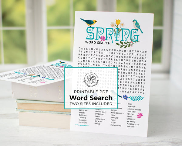 Spring Word Search - Printable Digital Download by Greengate Images