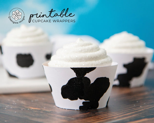 Cow Print Cupcake Wrapper - Printable Digital Download by Greengate Images