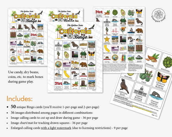 California Bingo - Printable Digital Download by Greengate Images