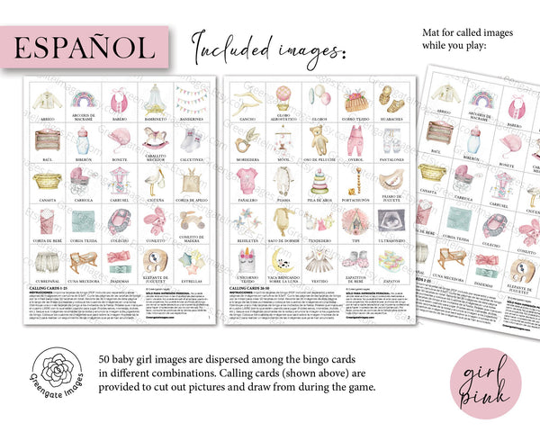 GIRL - Lotería de Bebé - 100 Personalizable Cards - Printable Digital Download by Greengate Images