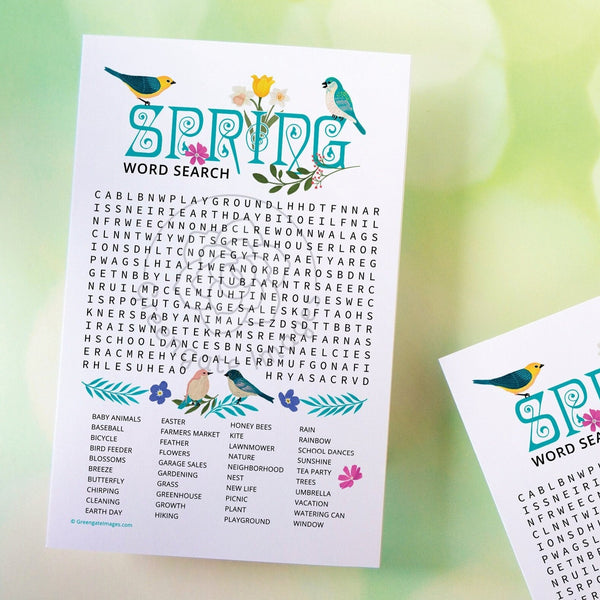 Spring Word Search - Printable Digital Download by Greengate Images