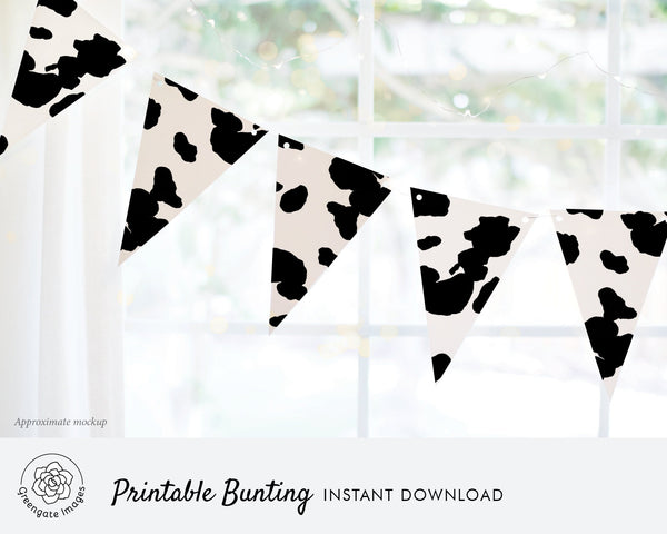 Cow Print Bunting - Printable Digital Download by Greengate Images