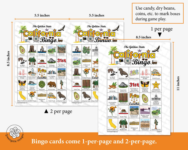 California Bingo - Printable Digital Download by Greengate Images