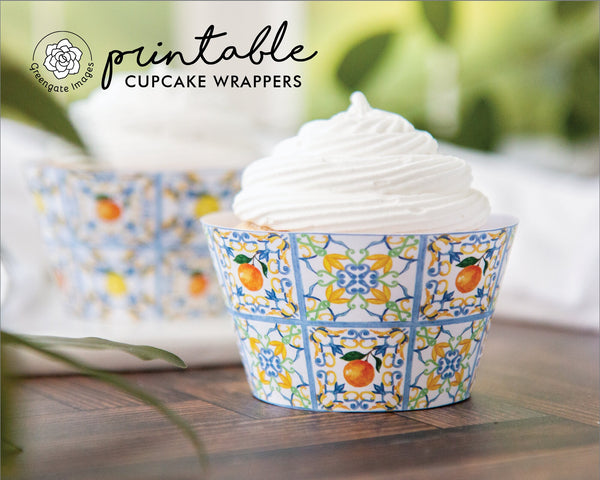 Citrus Fruit Tile Cupcake Wrapper Duo - Printable Digital Download by Greengate Images