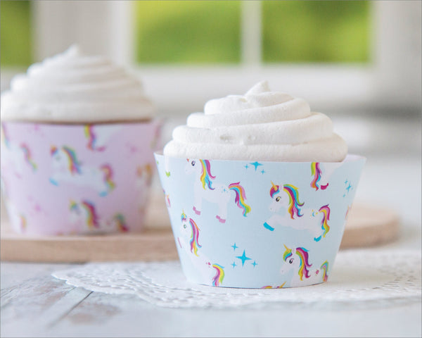 Pink/Blue Unicorn Cupcake Wrapper Duo - Printable Digital Download by Greengate Images