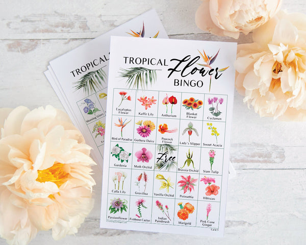 Tropical Flower Bingo - Printable Digital Download by Greengate Images