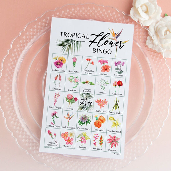Tropical Flower Bingo - Printable Digital Download by Greengate Images
