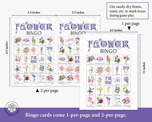 Flower Bingo - Printable Digital Download by Greengate Images
