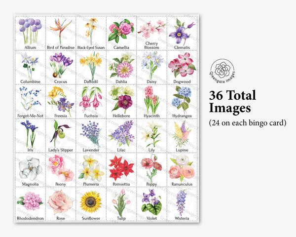 Flower Bingo - Printable Digital Download by Greengate Images