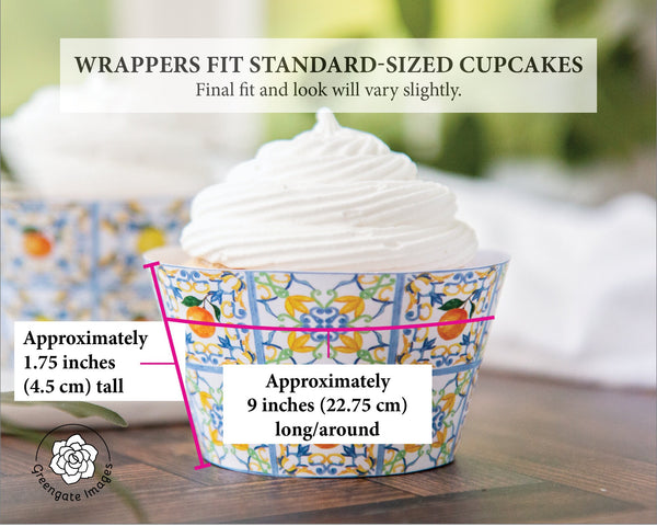 Citrus Fruit Tile Cupcake Wrapper Duo - Printable Digital Download by Greengate Images
