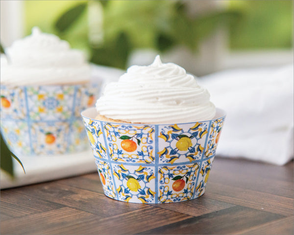 Citrus Fruit Tile Cupcake Wrapper Duo - Printable Digital Download by Greengate Images