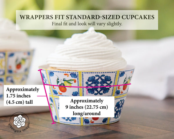 Citrus Fruit Tile Cupcake Wrapper Duo - Printable Digital Download by Greengate Images