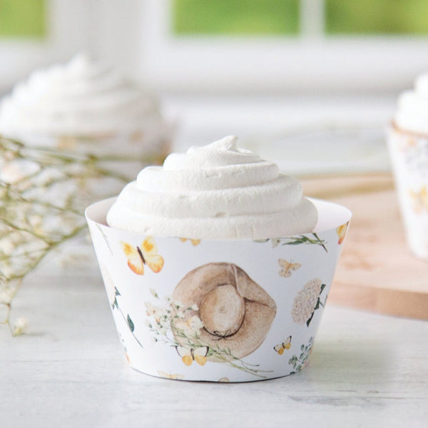 Sun Hats, Flowers & Butterflies Cupcake Wrappers - Printable Digital Download by Greengate Images