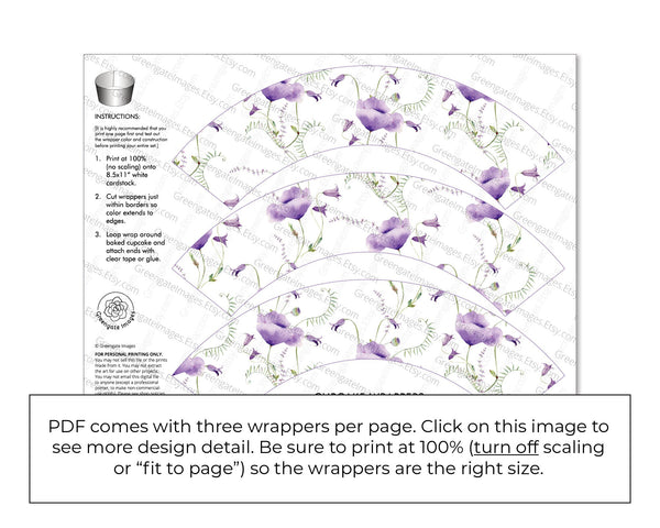 Sweet Pea Blue Bell Cupcake Wrappers - Printable Digital Download by Greengate Images