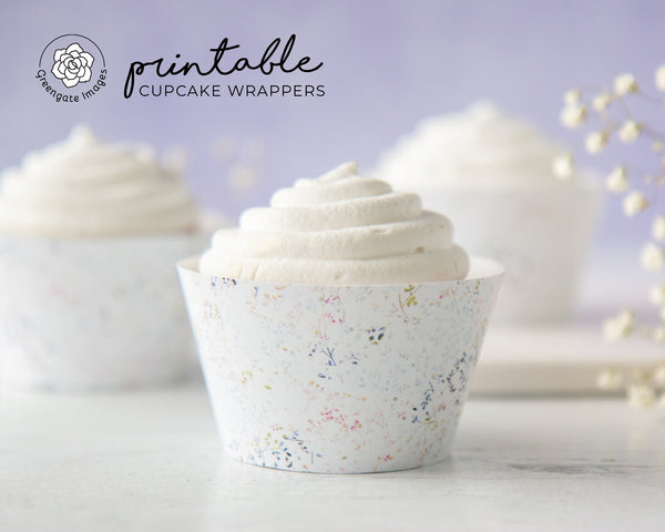 Delicate & Subtle Floral Cupcake Wrappers - Printable Digital Download by Greengate Images