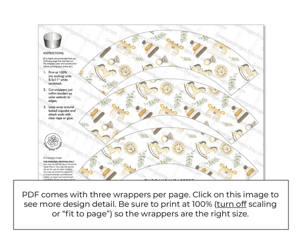 Boho Baby Cupcake Wrapper - Printable Digital Download by Greengate Images