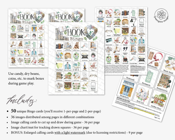 Book (Love) Bingo - Printable Digital Download by Greengate Images