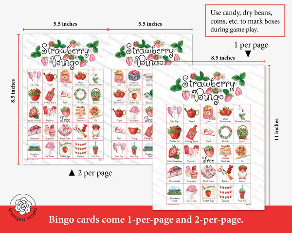 Strawberry Bingo - Printable Digital Download by Greengate Images