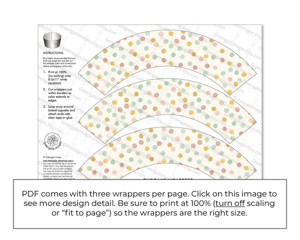 Polka Dot Cupcake Wrappers - Printable Digital Download by Greengate Images