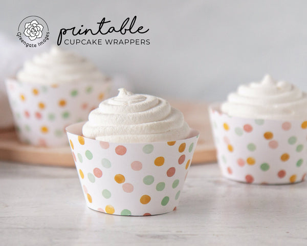 Polka Dot Cupcake Wrappers - Printable Digital Download by Greengate Images