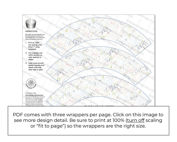 Delicate & Subtle Floral Cupcake Wrappers - Printable Digital Download by Greengate Images