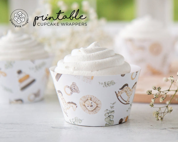 Boho Baby Cupcake Wrapper - Printable Digital Download by Greengate Images