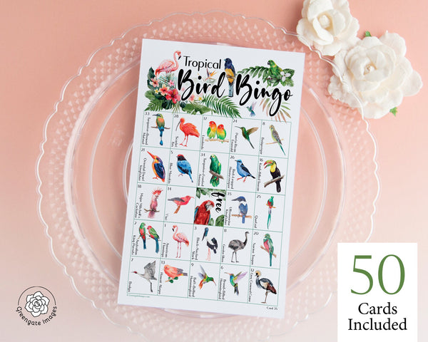 Tropical Bird Bingo - Printable Digital Download by Greengate Images